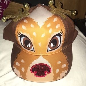 Reindeer baseball cap with antlers and bells